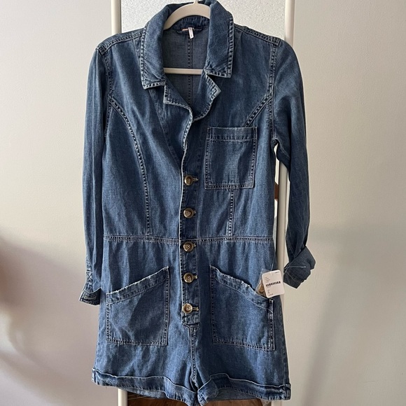 Free People Denim Romper NWT - Picture 1 of 3